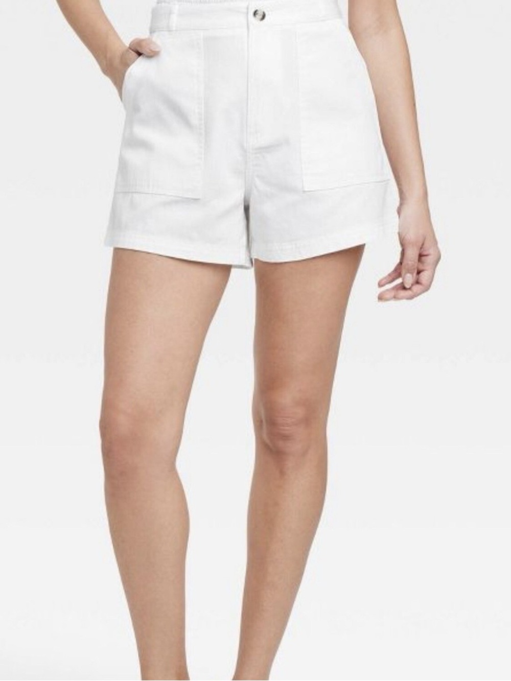 Universal Thread High-Waist White Patch-Pocket Shorts
